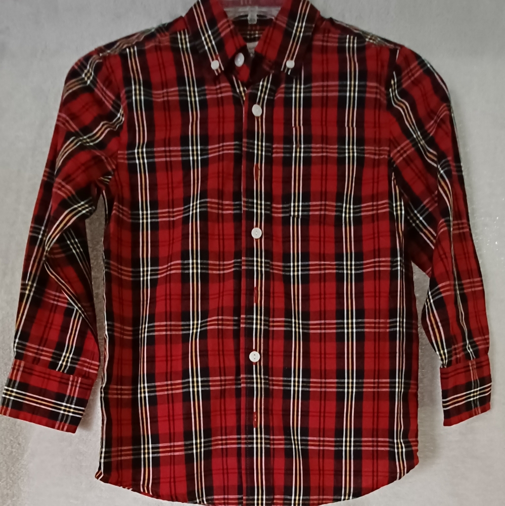 True Craft Boys Size Small Plaid red Button Up Long Sleeve Shirt